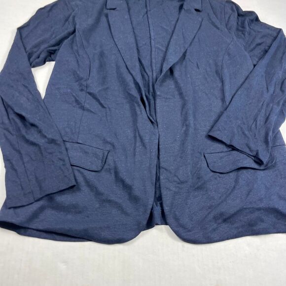 J.Jill Linen Blend Blazer Blue Casual Business Chic Everyday Preppy Jacket M - Picture 2 of 11